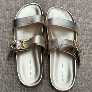 Stuart Weitzman Gold Slide Sandals size 8.5
